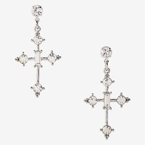 Stone Cross Drop Earrings